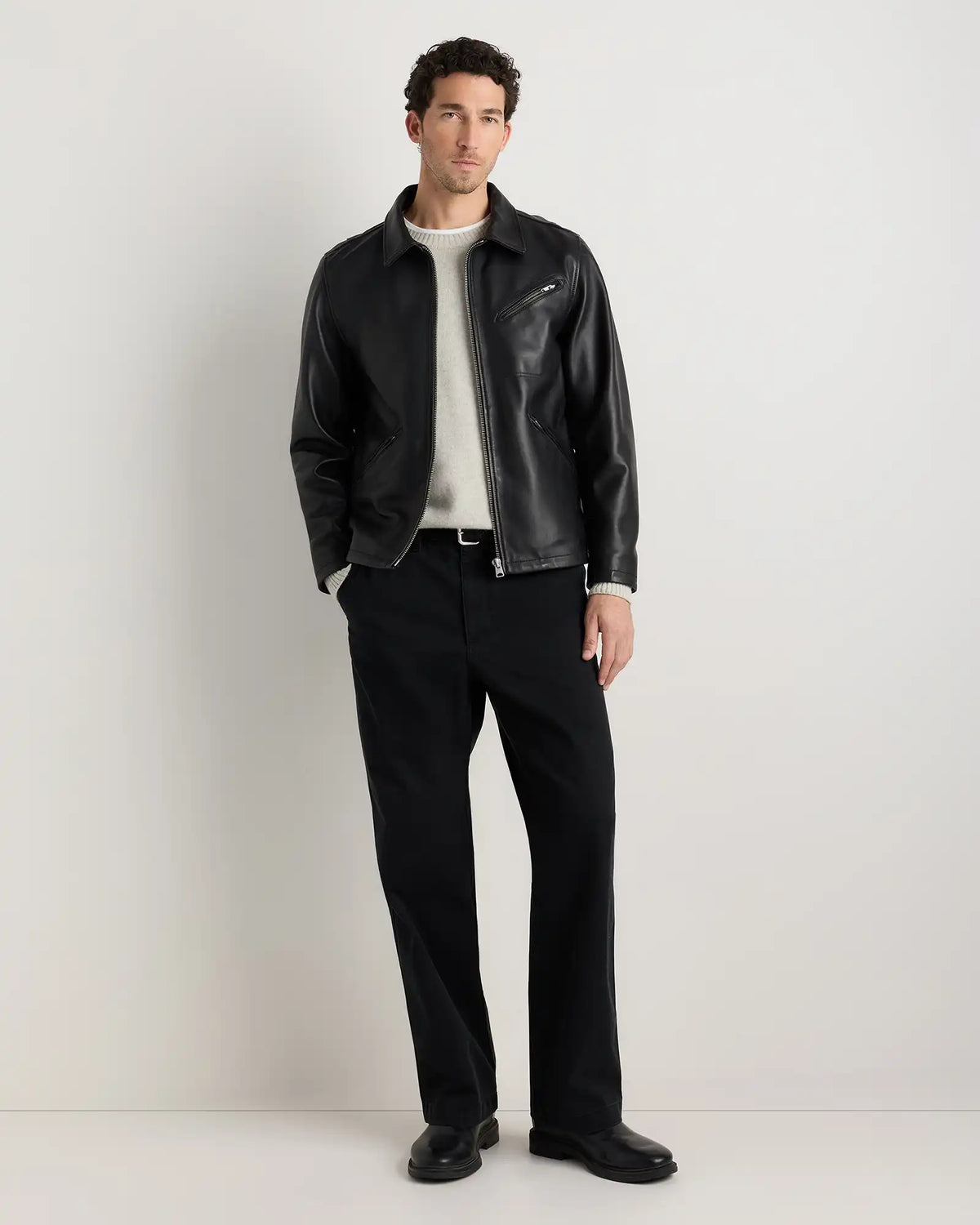 100% Washed Leather Moto Jacket