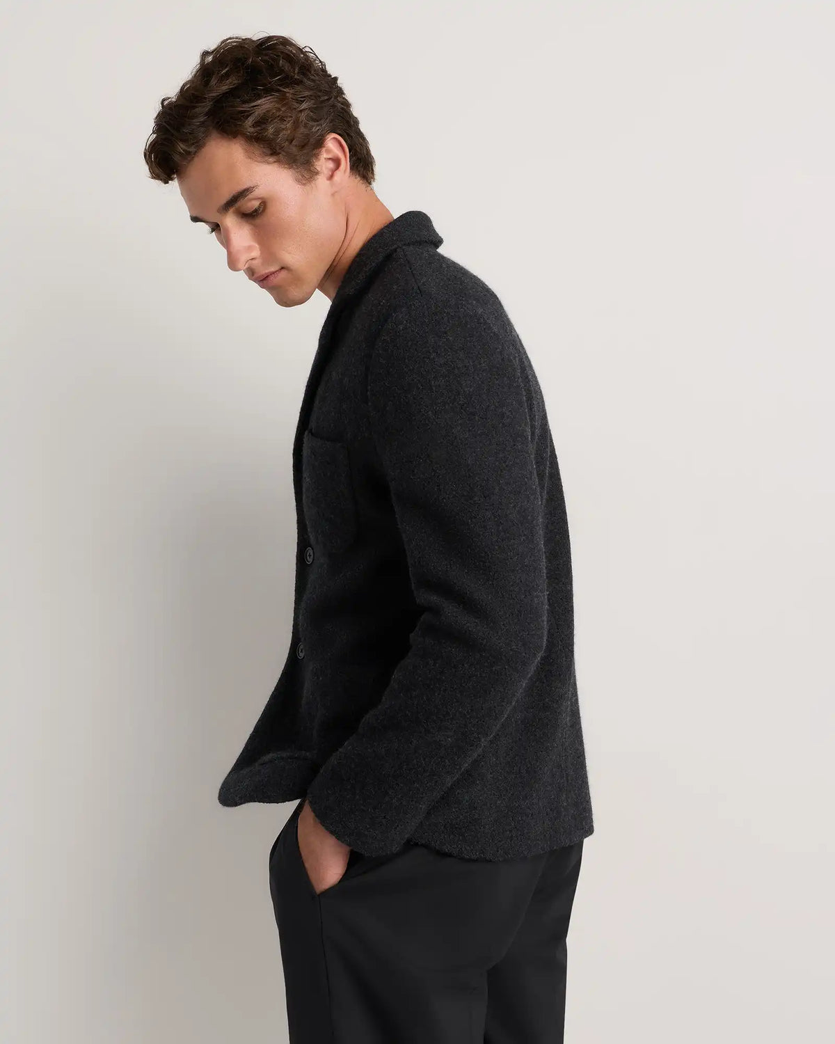 Boiled Wool Cashmere Blazer