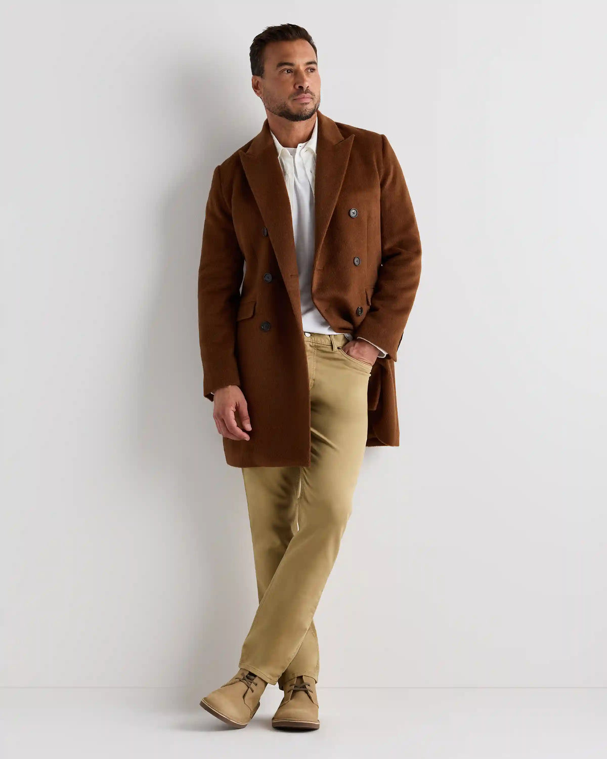 Camel Hair Double-Breasted Overcoat