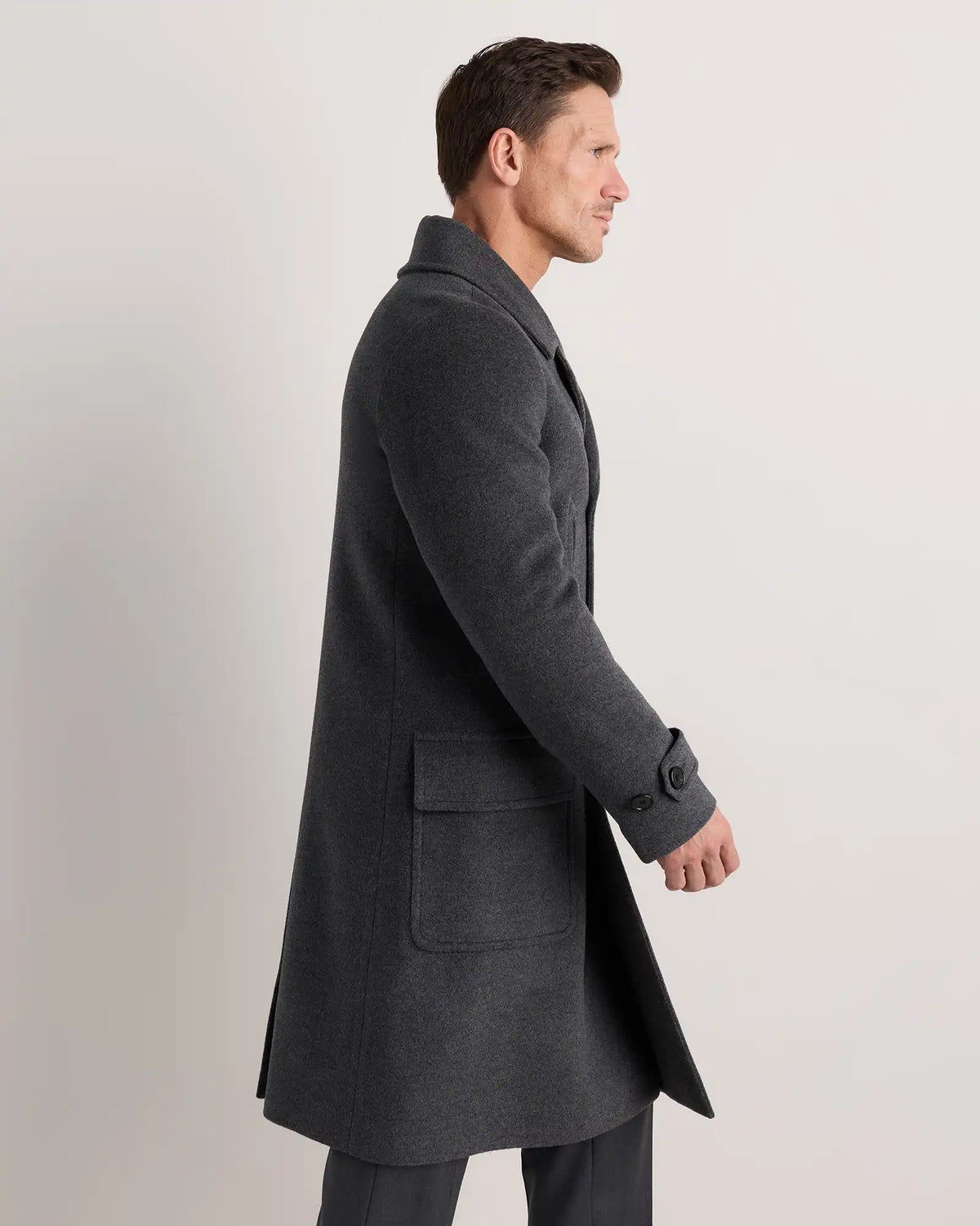 Wool Cashmere Double-Breasted Officer Topcoat