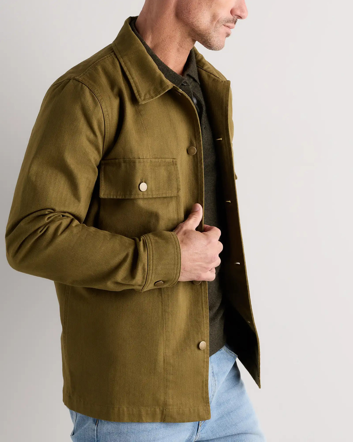 100% Organic Herringbone Twill Shirt Jacket