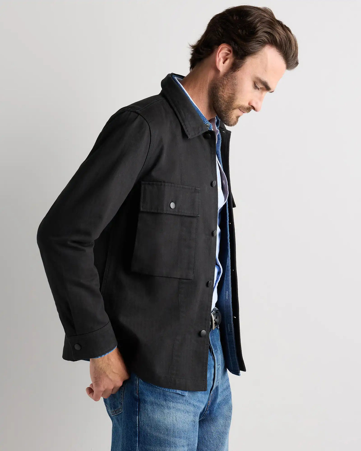 100% Organic Herringbone Twill Shirt Jacket