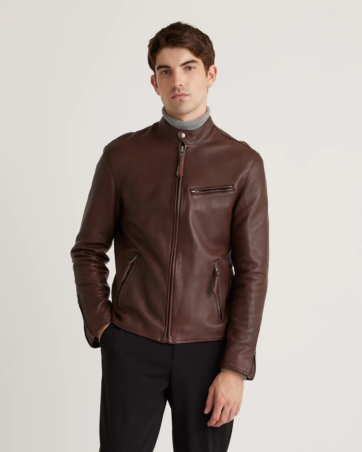 100% Leather Café Racer Jacket