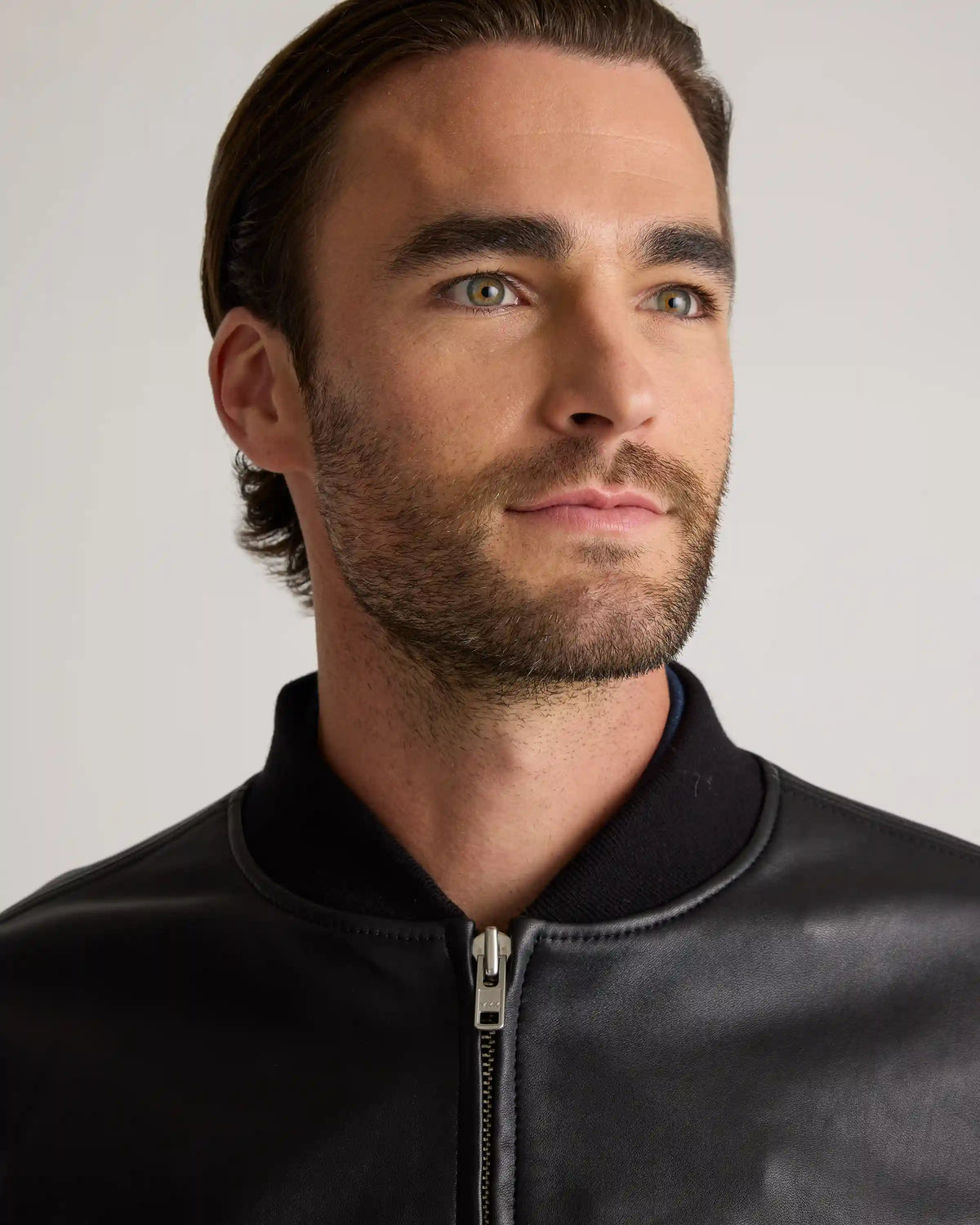 100% Washed Leather Bomber Jacket
