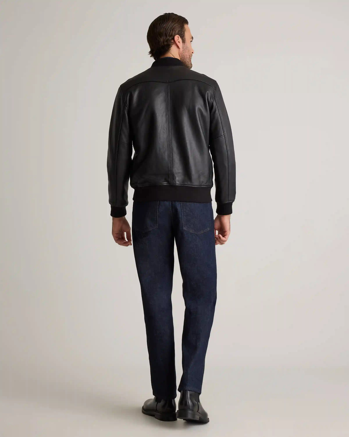 100% Washed Leather Bomber Jacket