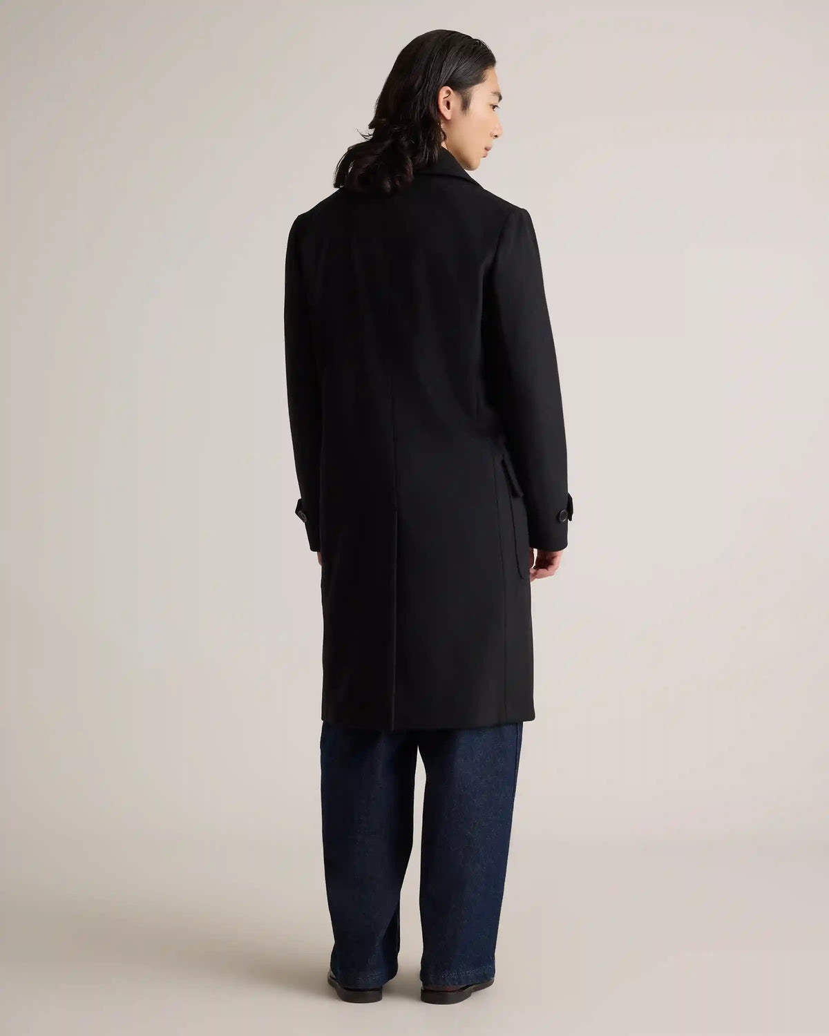 Italian Wool Double-Breasted Officer Topcoat