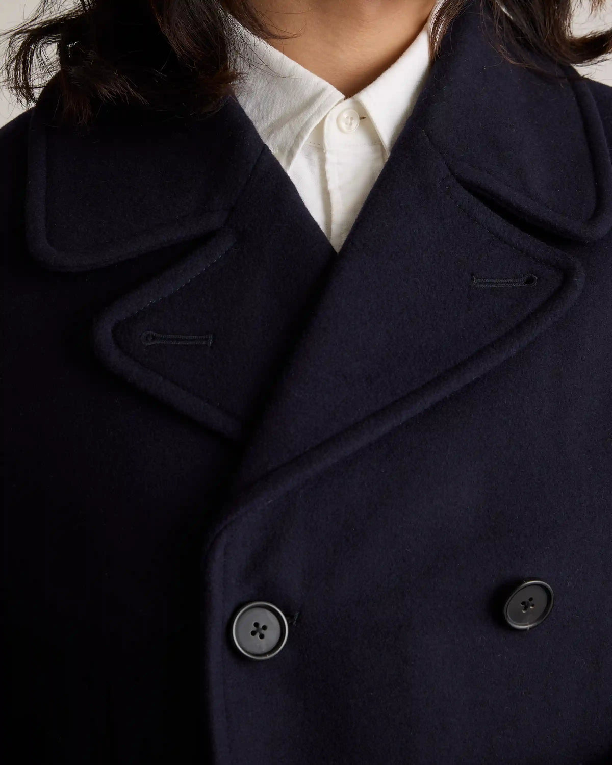 Italian Wool Double-Breasted Officer Topcoat