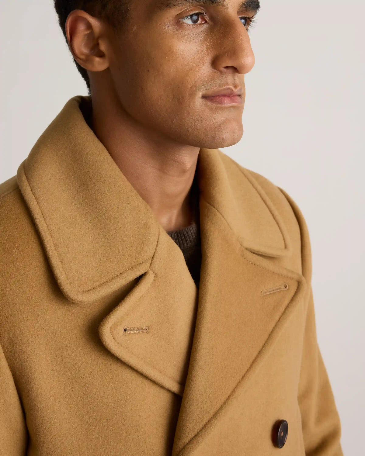 Italian Wool Double-Breasted Officer Topcoat