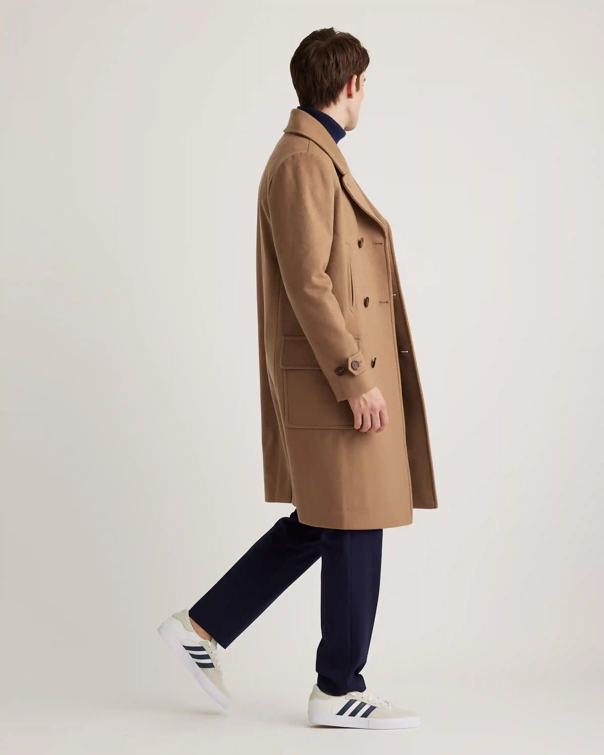 Italian Wool Double-Breasted Officer Topcoat