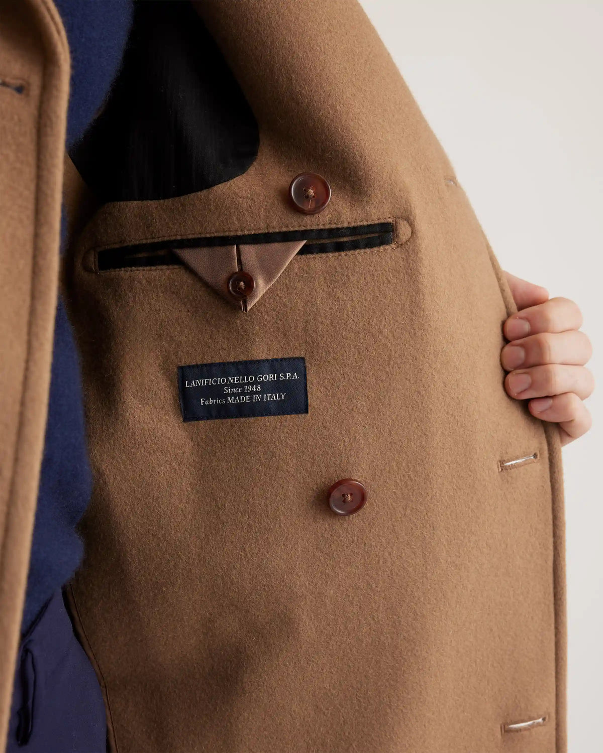 Italian Wool Double-Breasted Officer Topcoat