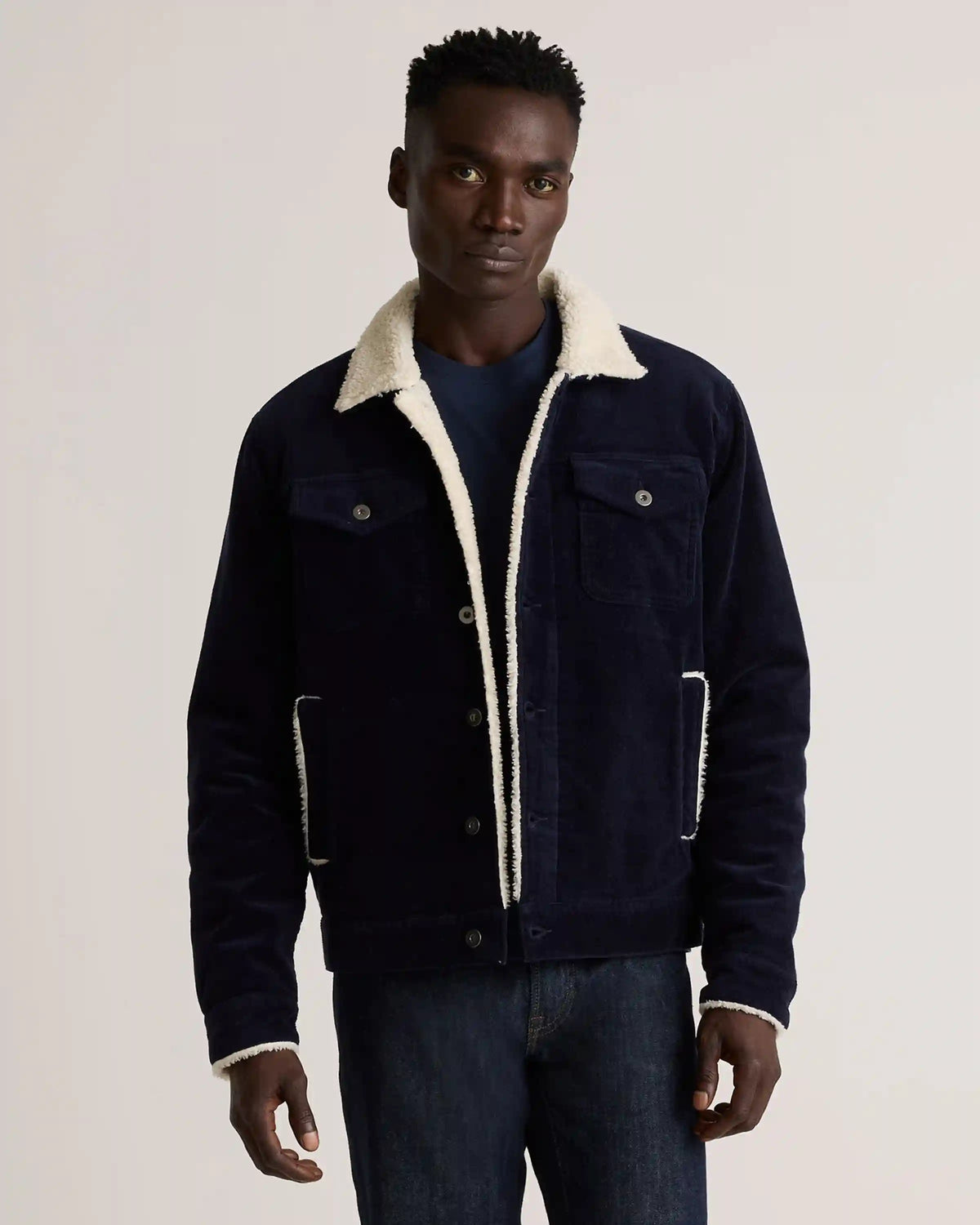 Organic Stretch Corduroy Sherpa-Lined Trucker Jacket