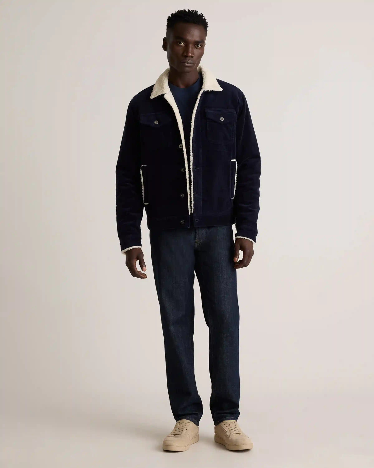 Organic Stretch Corduroy Sherpa-Lined Trucker Jacket