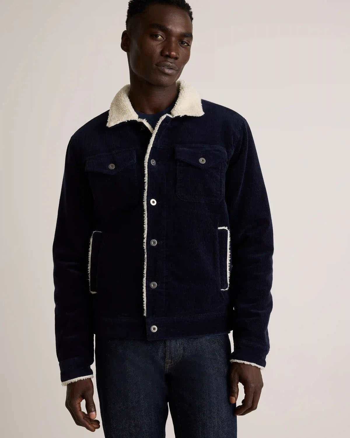Organic Stretch Corduroy Sherpa-Lined Trucker Jacket