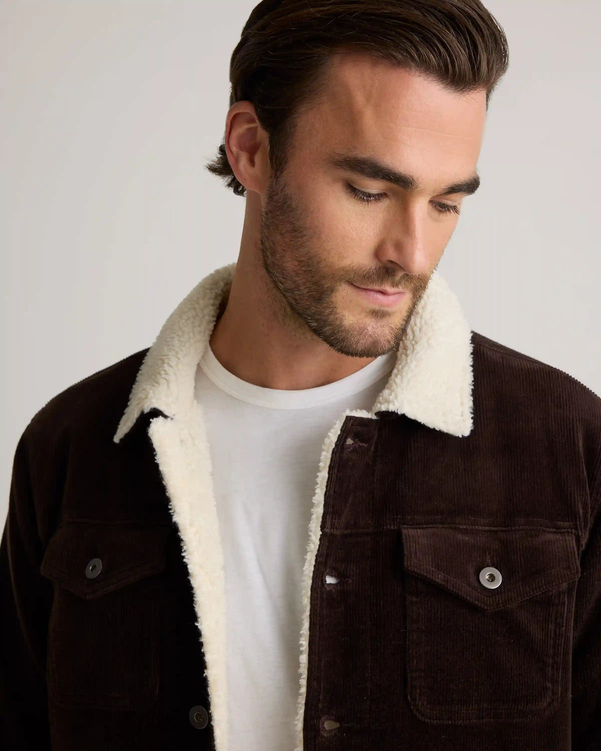 Organic Stretch Corduroy Sherpa-Lined Trucker Jacket
