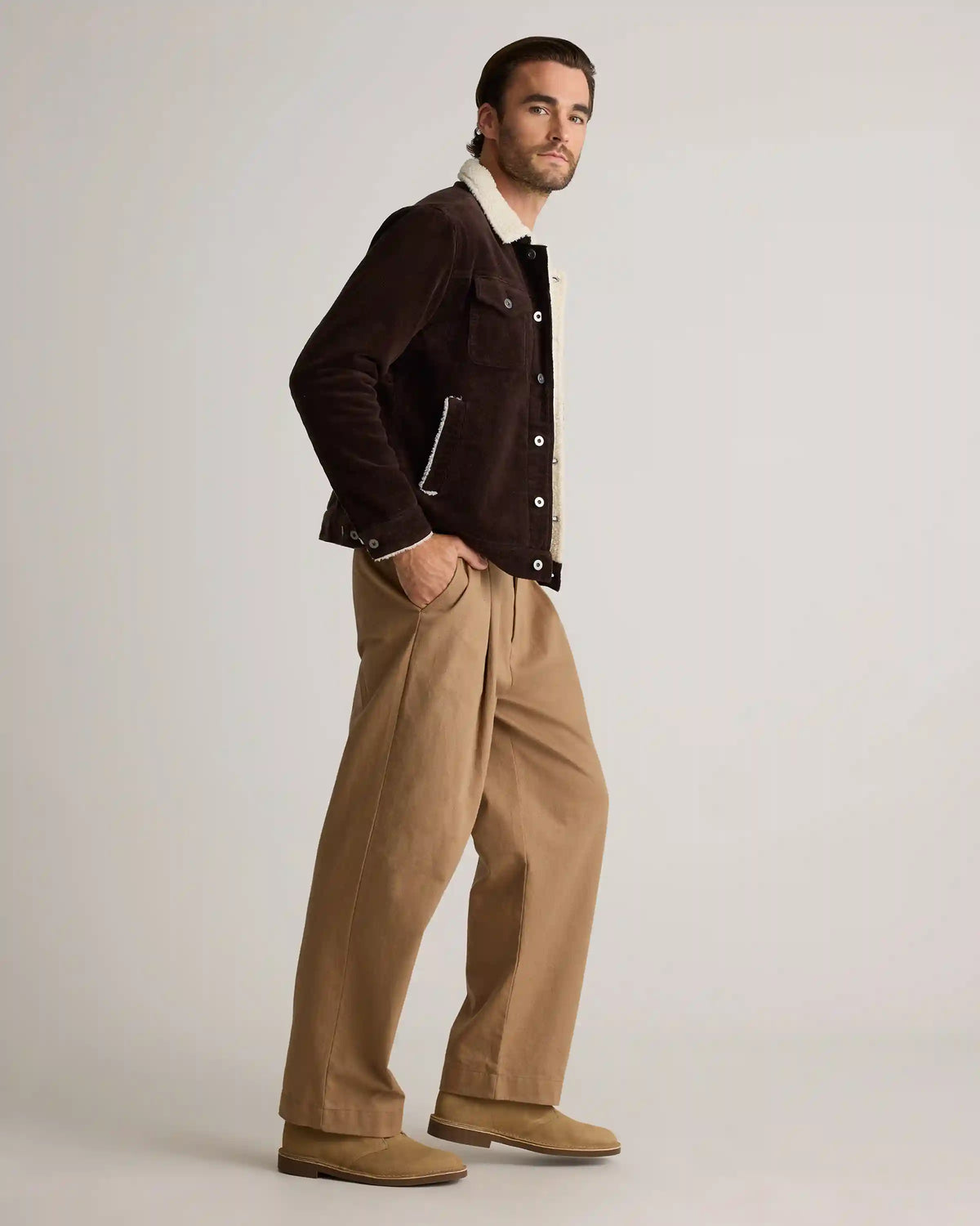 Organic Stretch Corduroy Sherpa-Lined Trucker Jacket