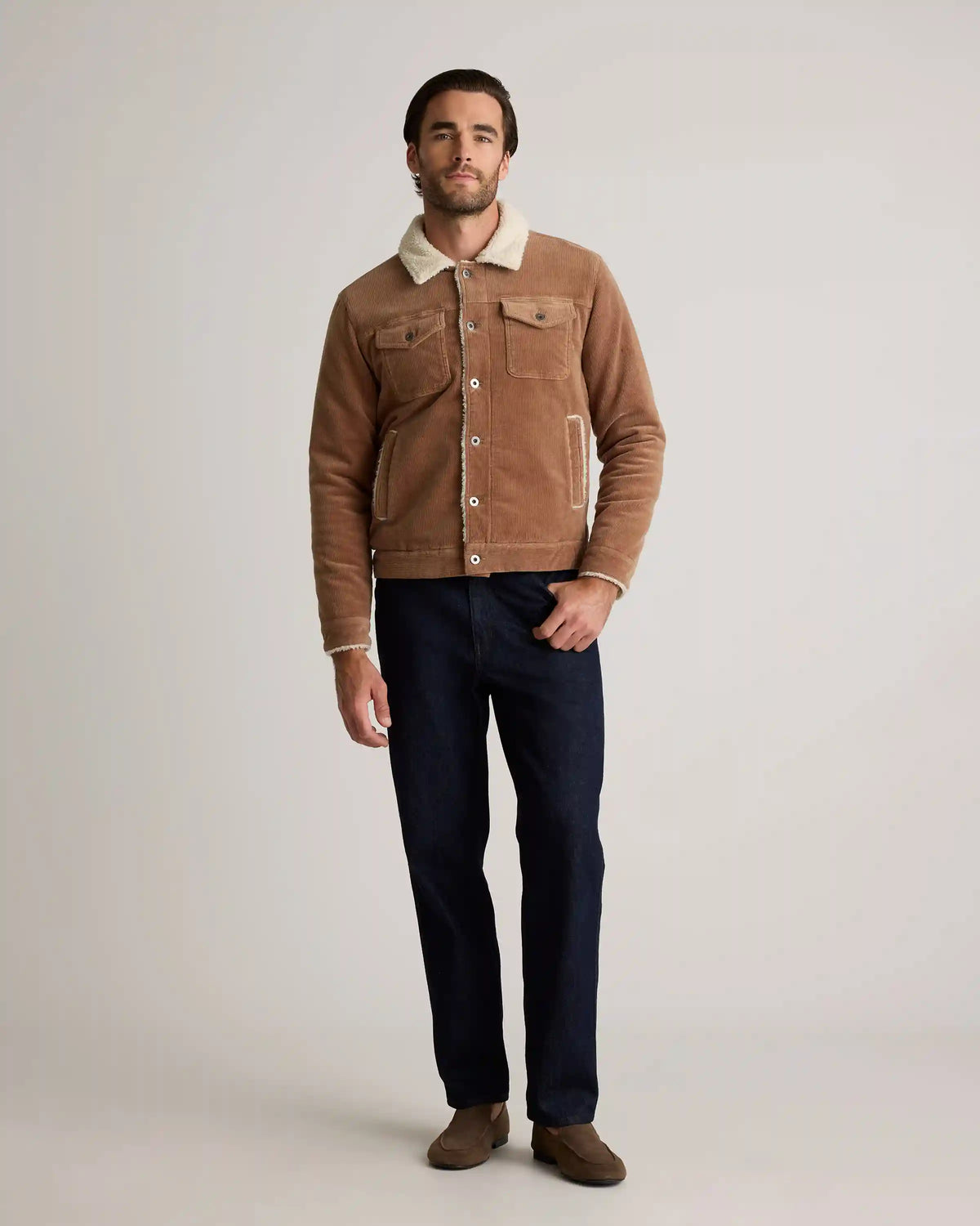 Organic Stretch Corduroy Sherpa-Lined Trucker Jacket