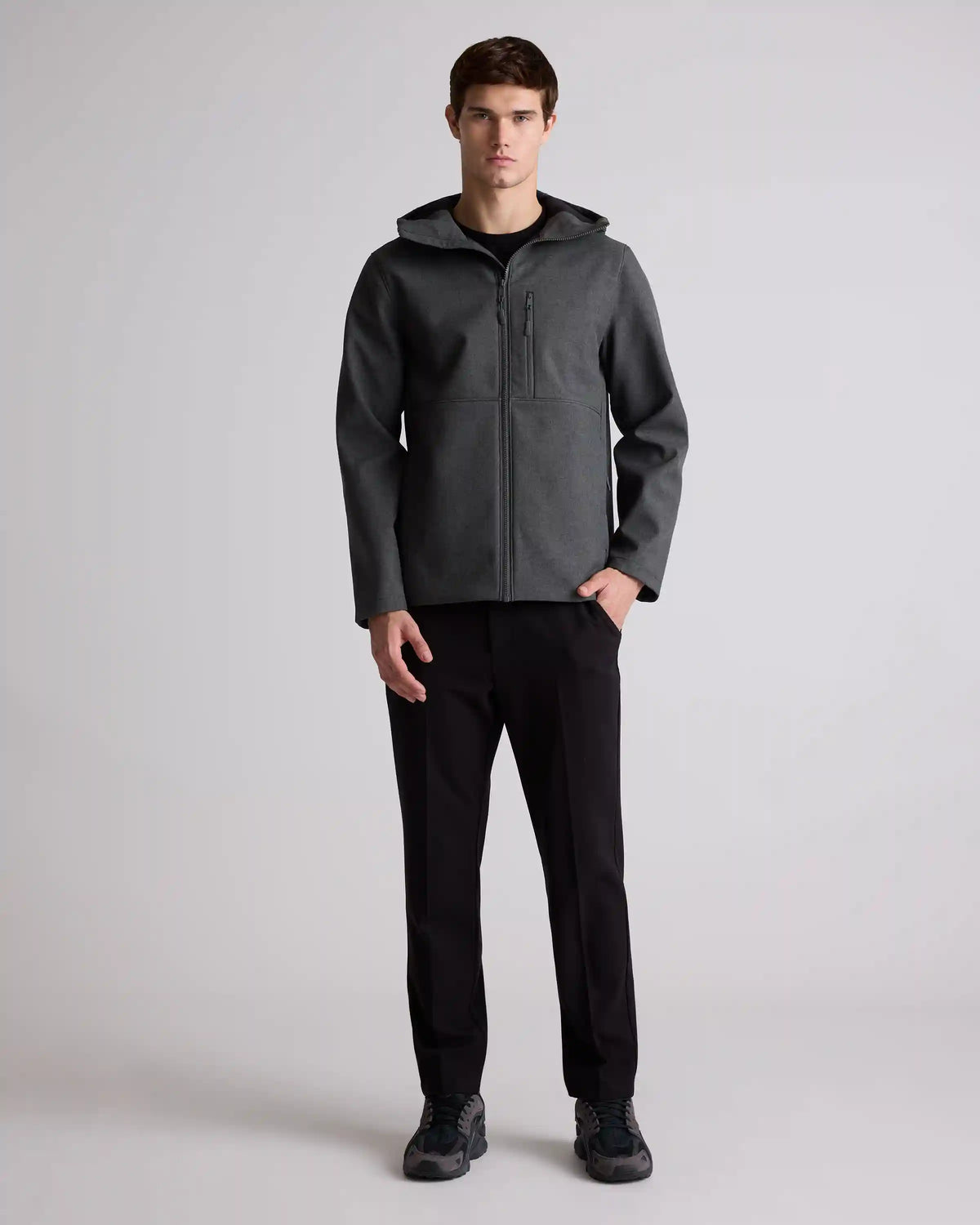 Softshell Fleece-Lined Full-Zip Hooded Jacket