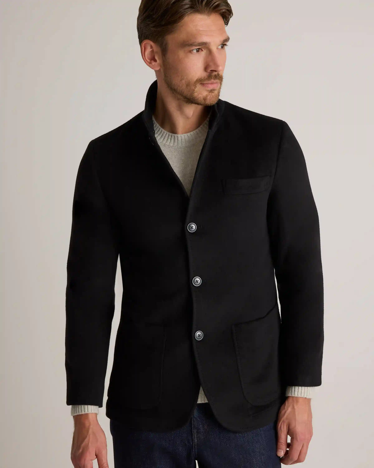 100% Mongolian Cashmere Stand Collar Blazer