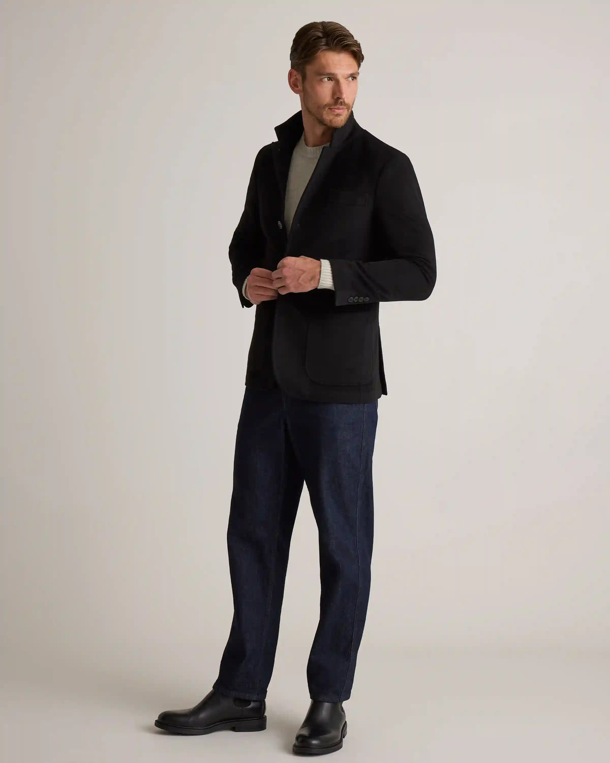 100% Mongolian Cashmere Stand Collar Blazer