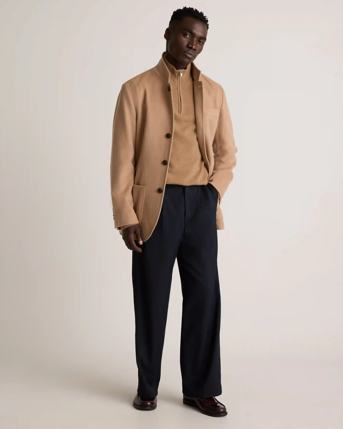 100% Mongolian Cashmere Stand Collar Blazer