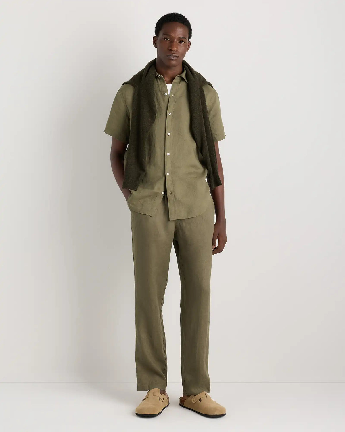 100% European Linen Relaxed Short Sleeve Shirt