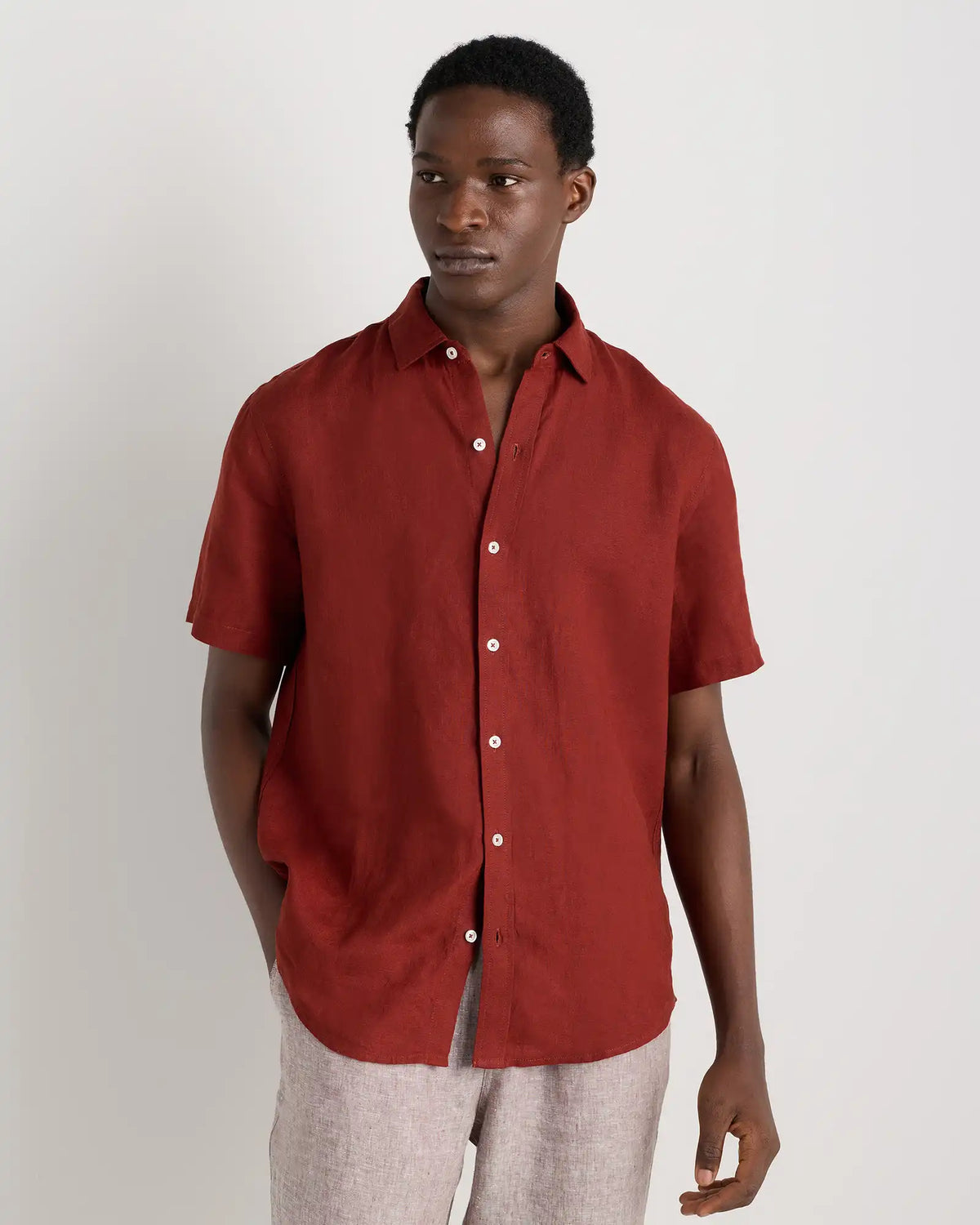 100% European Linen Relaxed Short Sleeve Shirt