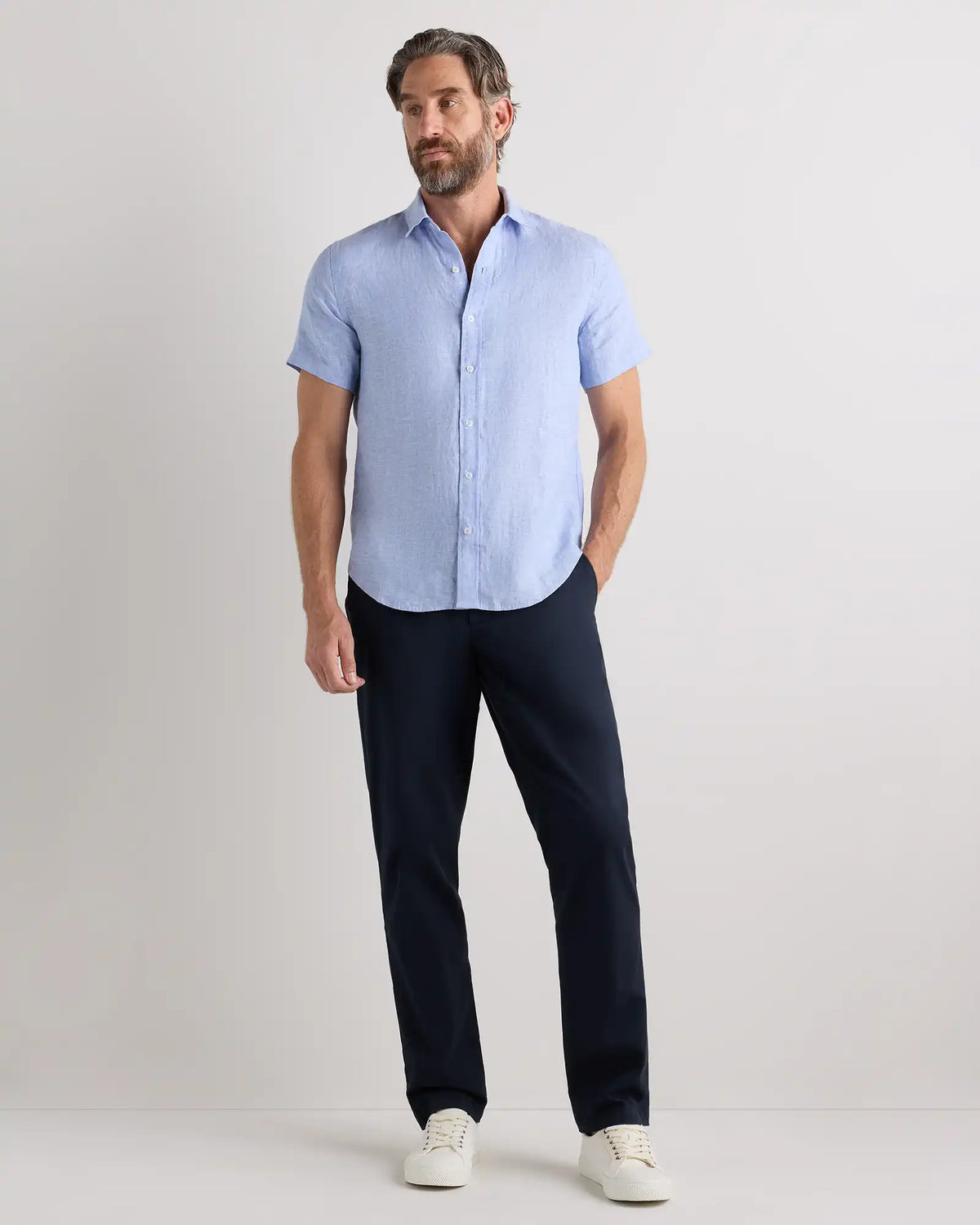 100% European Linen Relaxed Short Sleeve Shirt