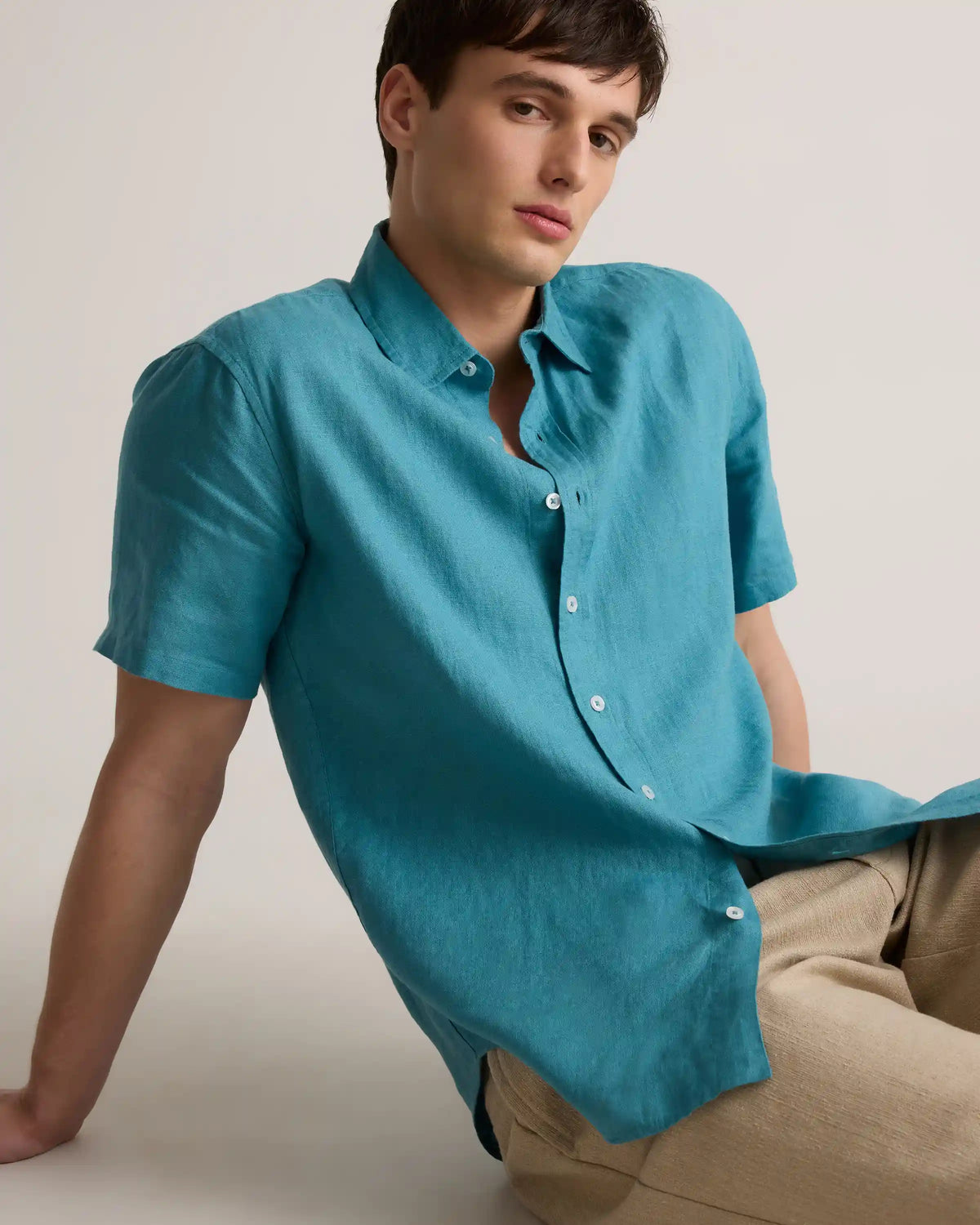 100% European Linen Relaxed Short Sleeve Shirt