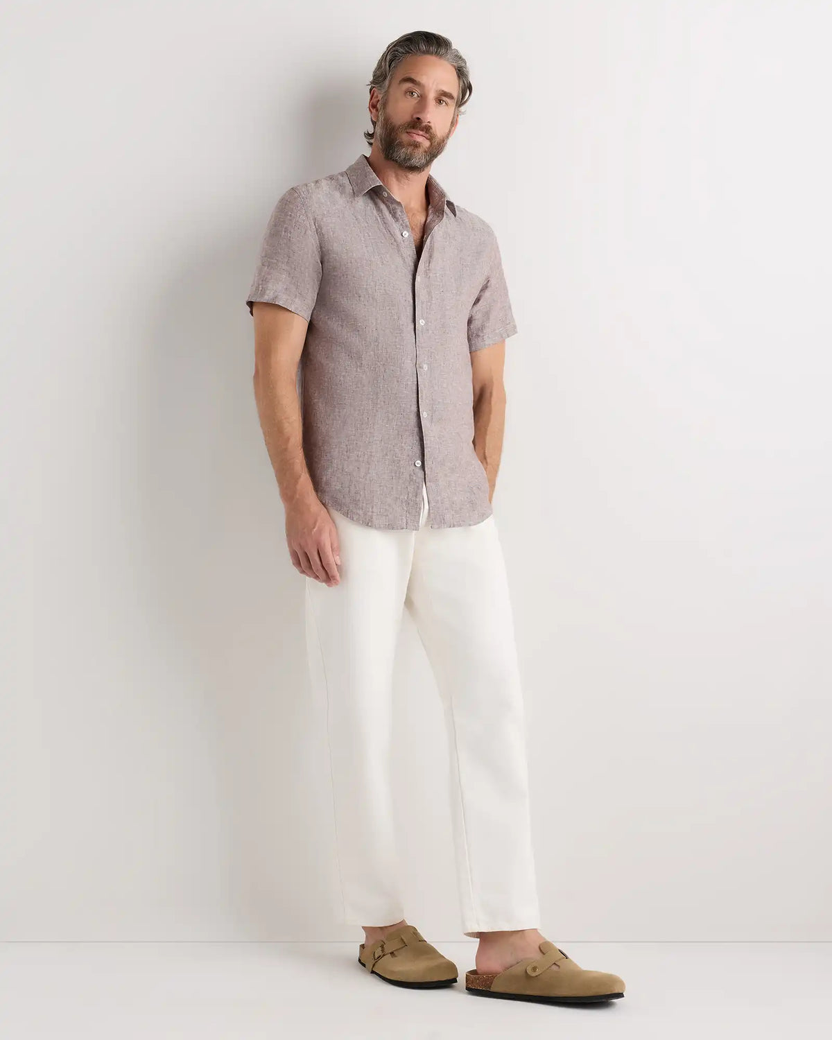 100% European Linen Relaxed Short Sleeve Shirt