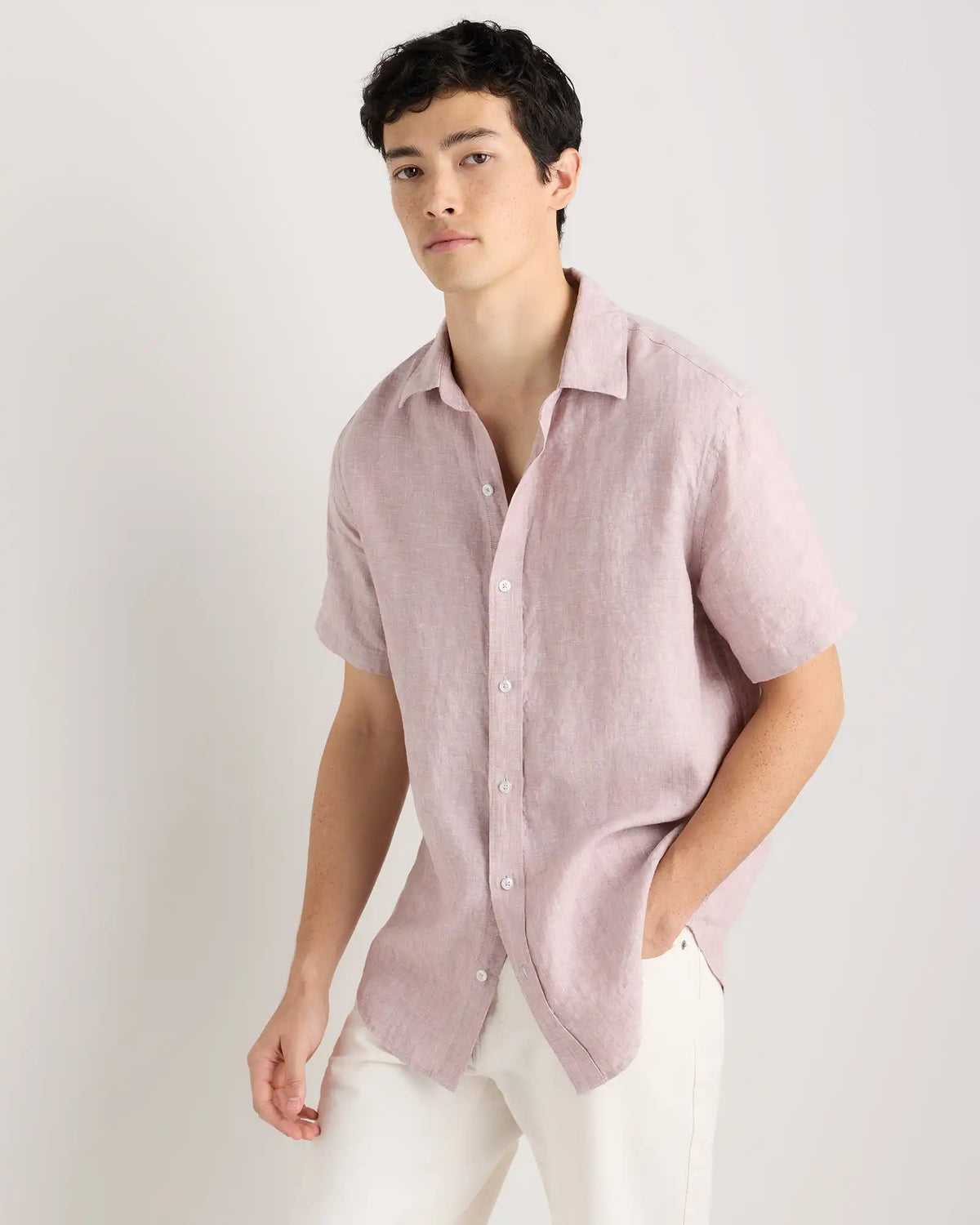 100% European Linen Relaxed Short Sleeve Shirt