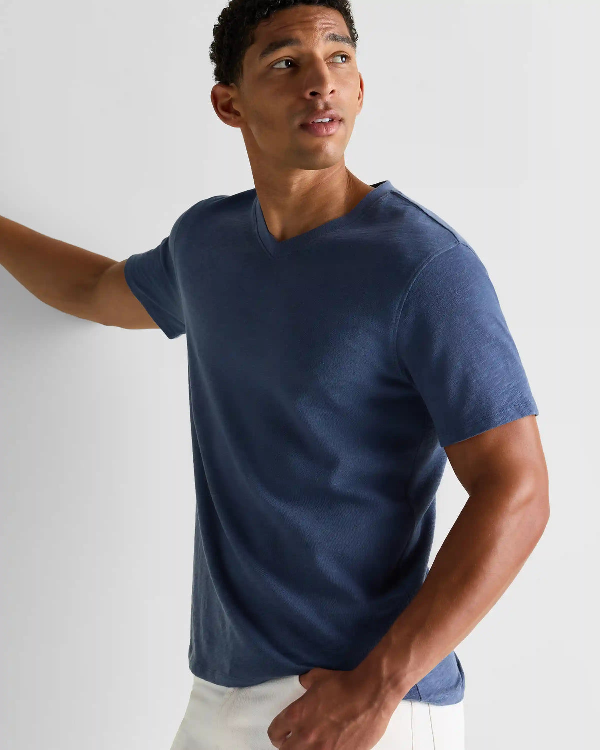 100% Organic Cotton Slub V-Neck Tee