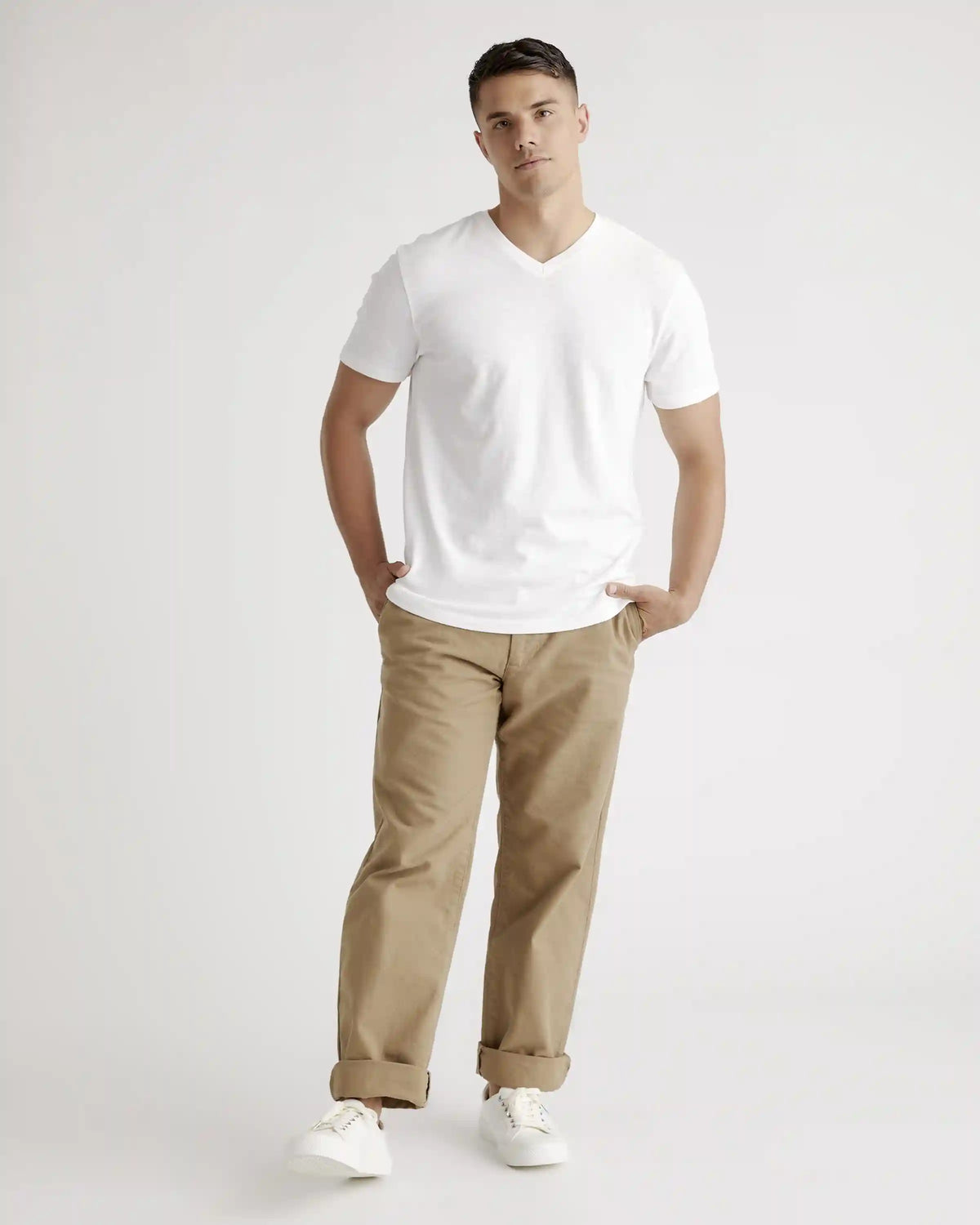 100% Organic Cotton Slub V-Neck Tee