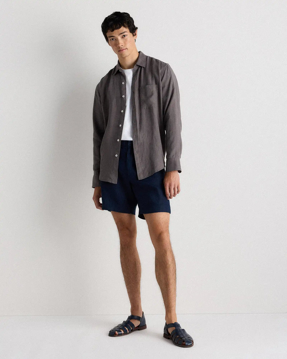 100% European Linen Relaxed Long Sleeve Pocket Shirt