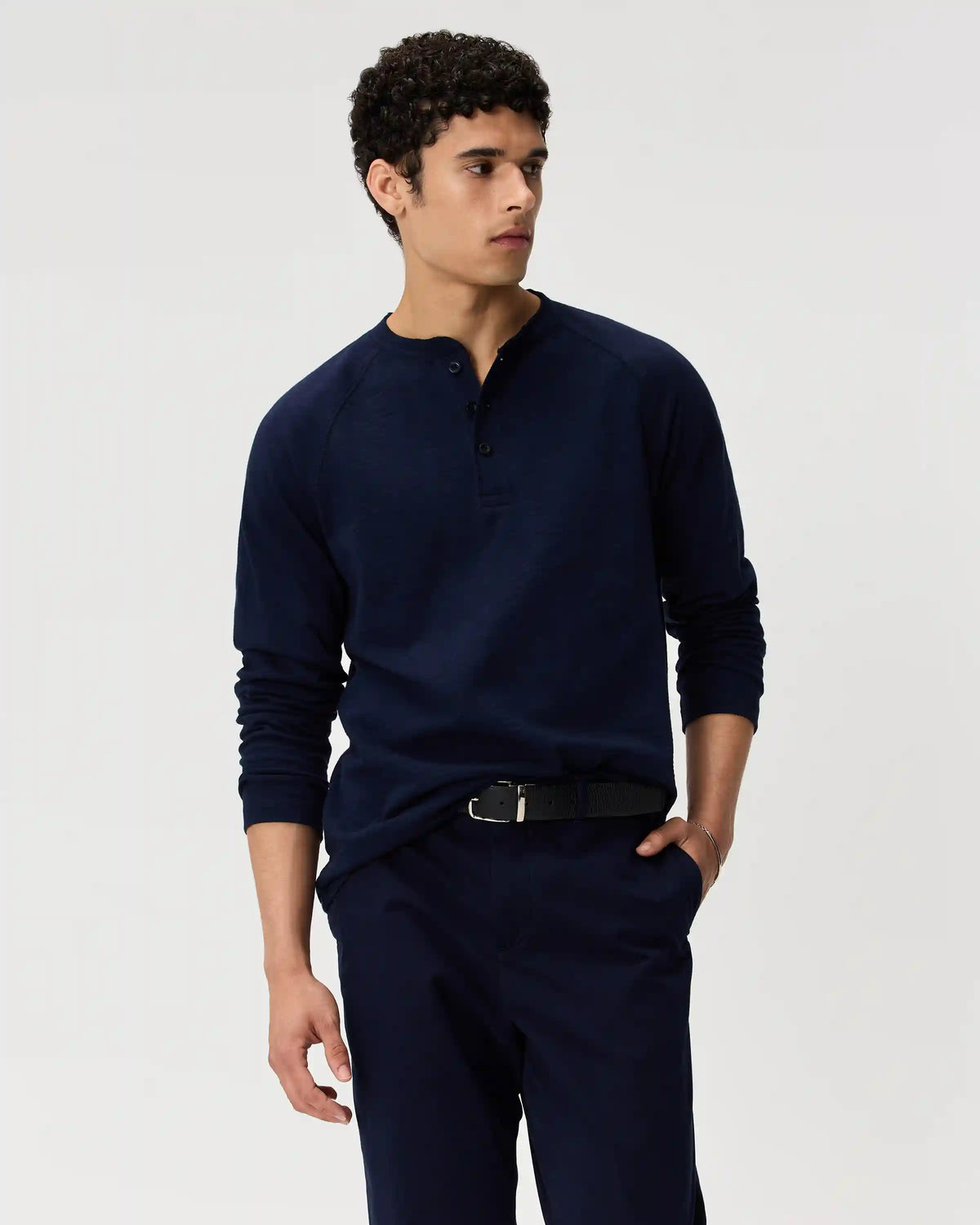 100% Organic Cotton Slub Long Sleeve Henley
