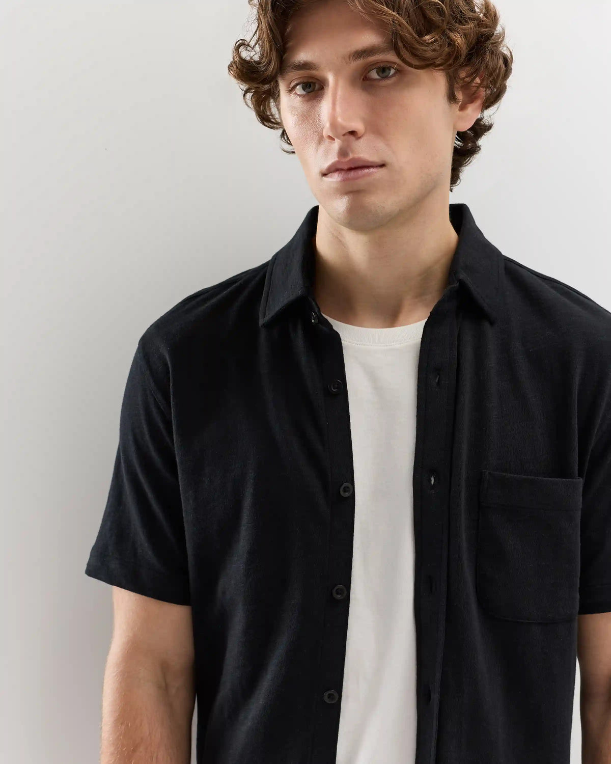 100% Organic Cotton Slub Short Sleeve Button Up Shirt