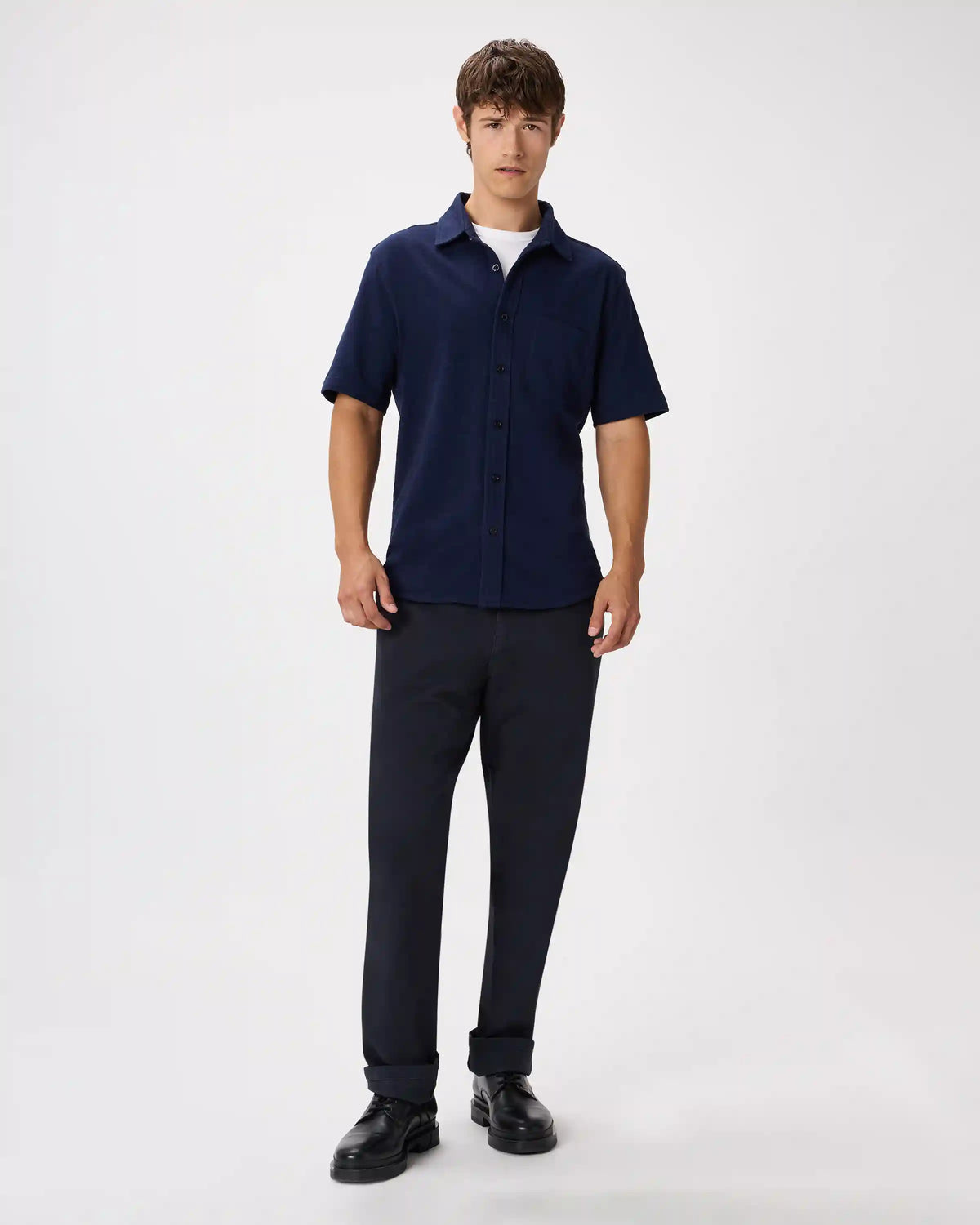 100% Organic Cotton Slub Short Sleeve Button Up Shirt