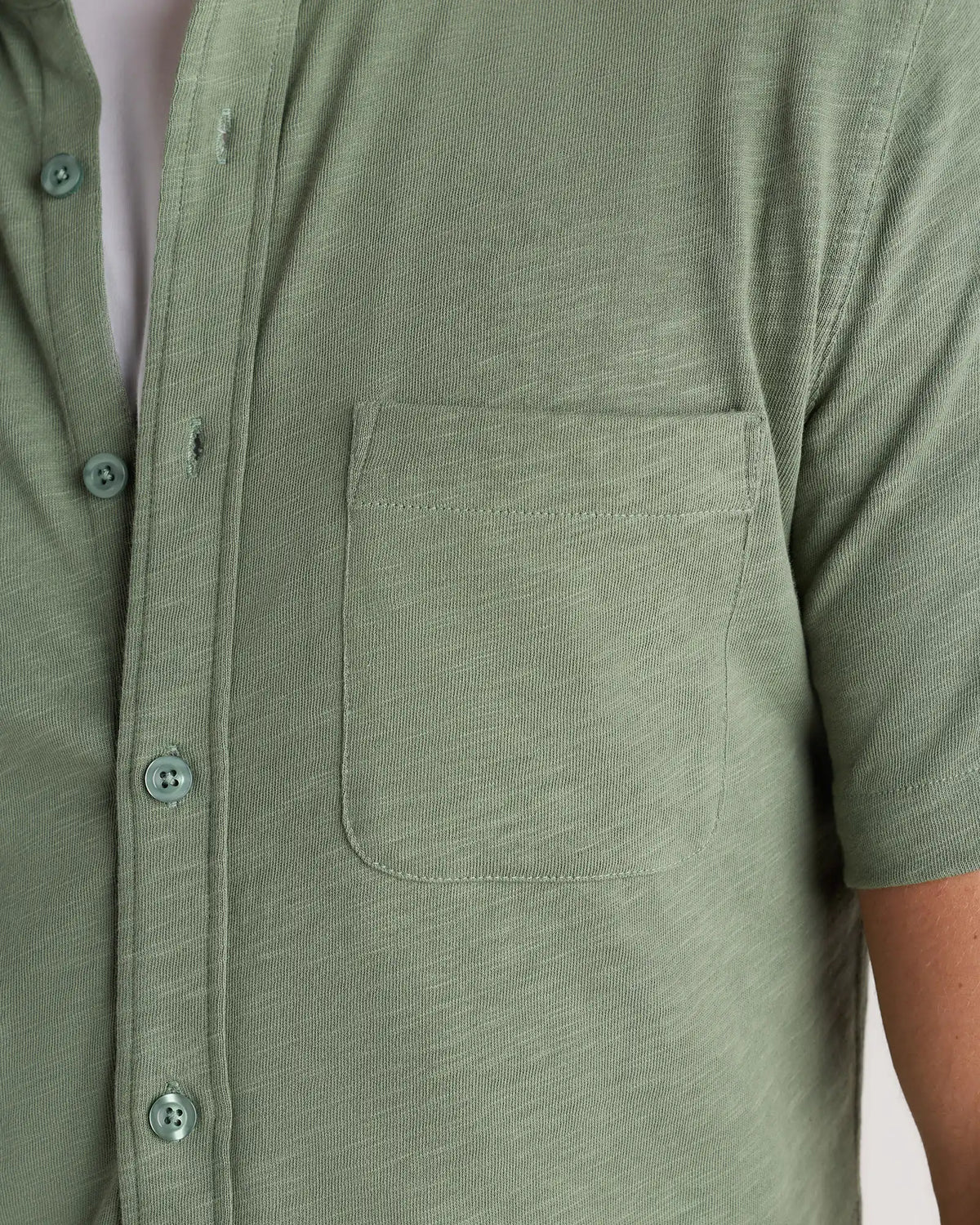 100% Organic Cotton Slub Short Sleeve Button Up Shirt