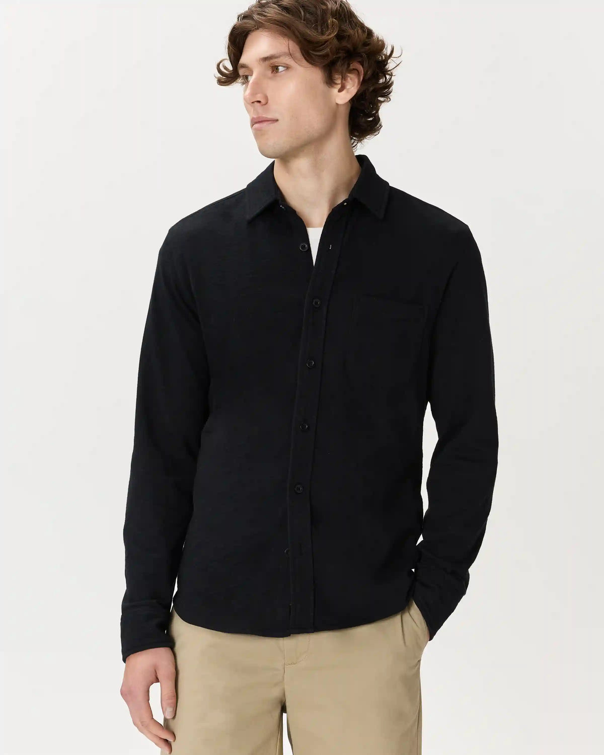 100% Organic Cotton Slub Long Sleeve Button Up Shirt