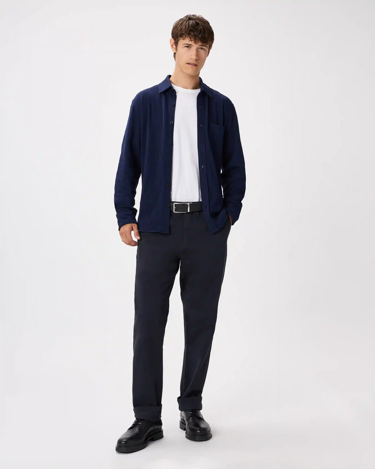 100% Organic Cotton Slub Long Sleeve Button Up Shirt