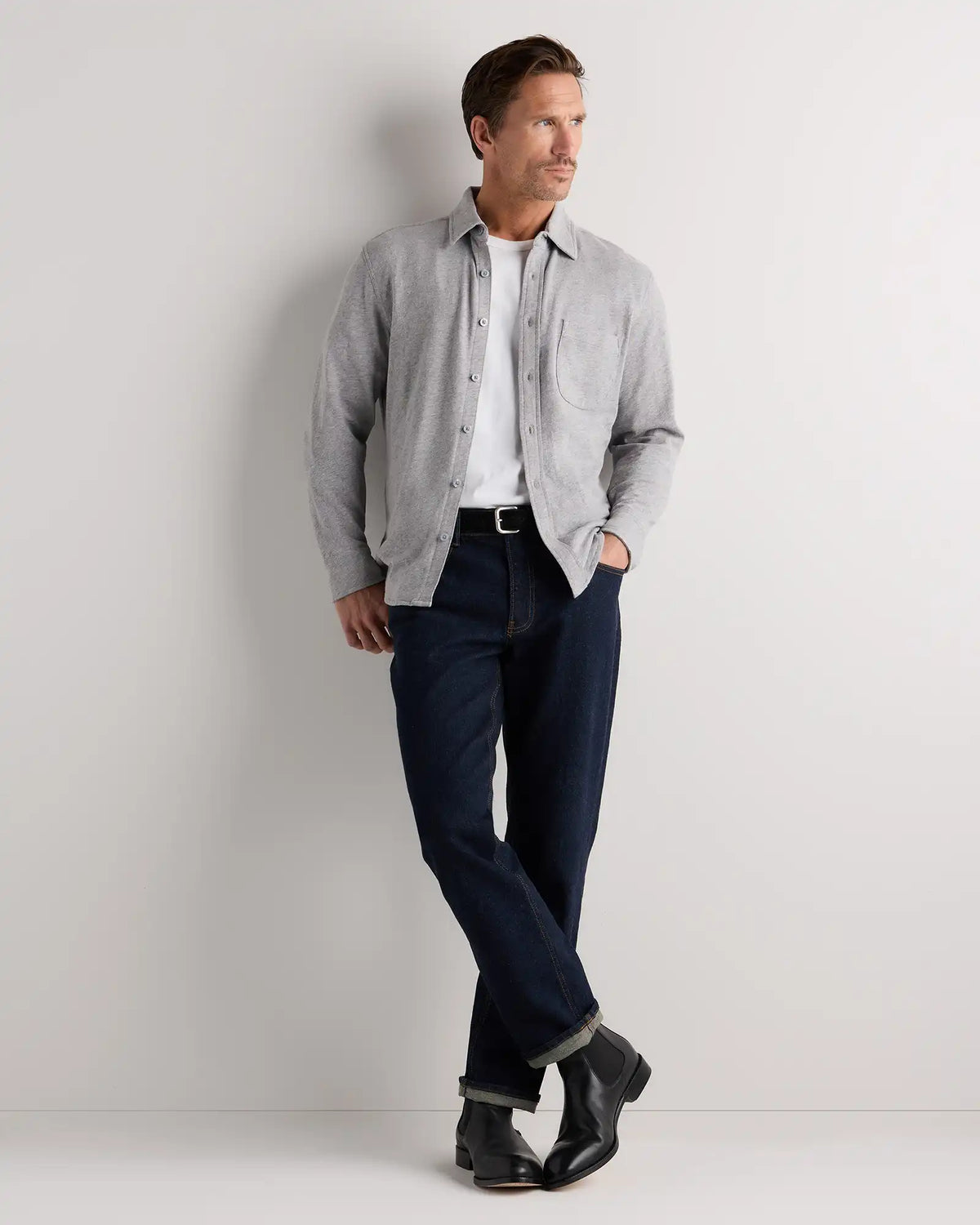 100% Organic Cotton Slub Long Sleeve Button Up Shirt