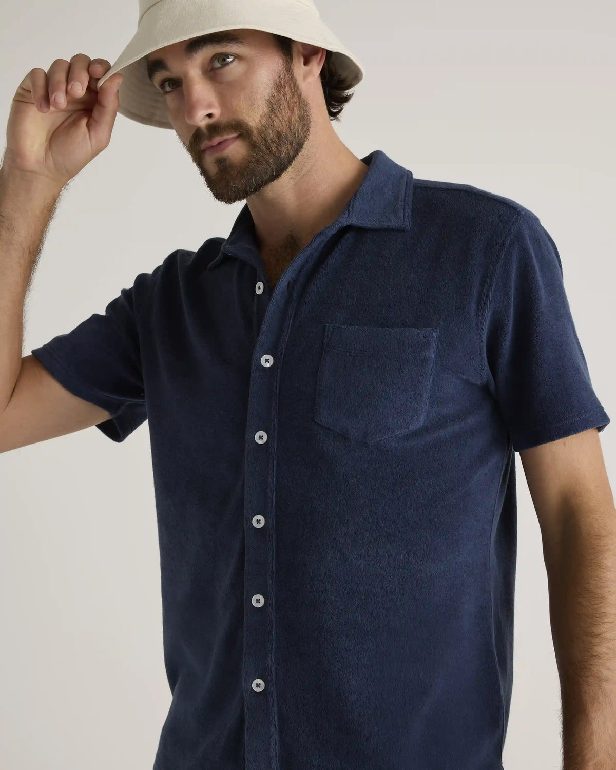 100% Organic Cotton Terry Towel Button Down Polo