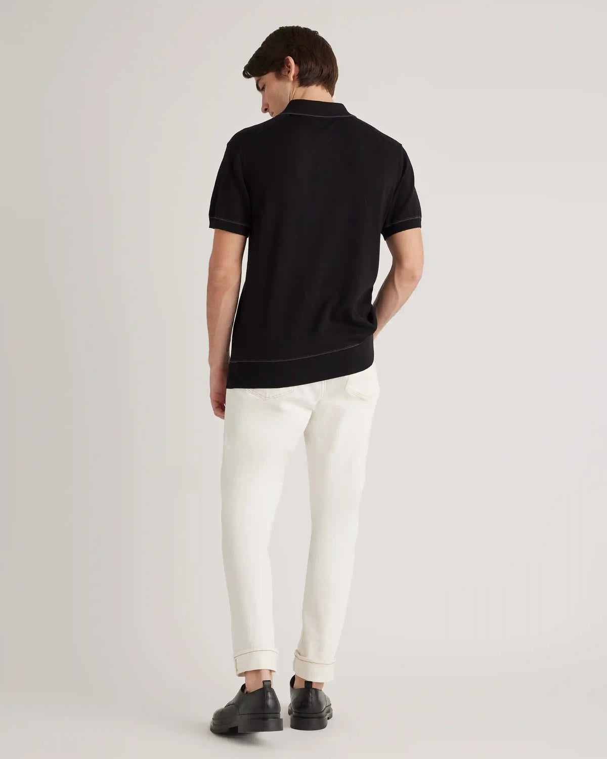 Organic Cotton-Silk Tipped Polo Sweater