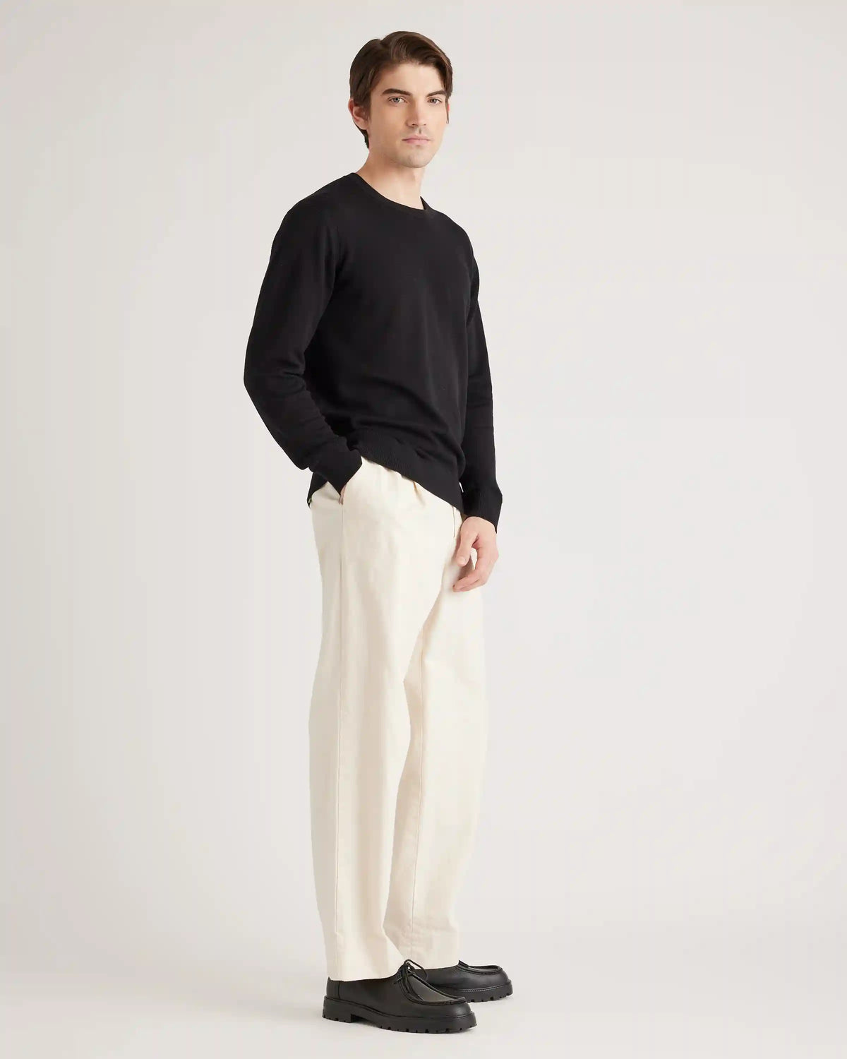 Organic Cotton-Silk Pique Crewneck Sweater