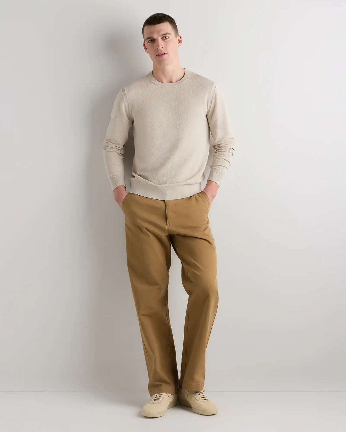 Organic Cotton-Silk Pique Crewneck Sweater