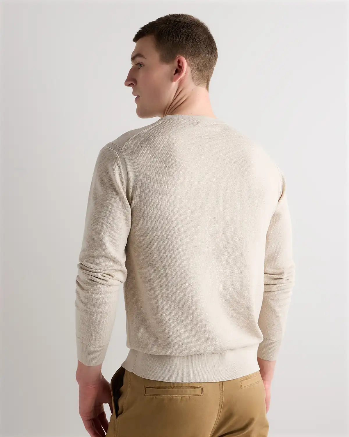 Organic Cotton-Silk Pique Crewneck Sweater