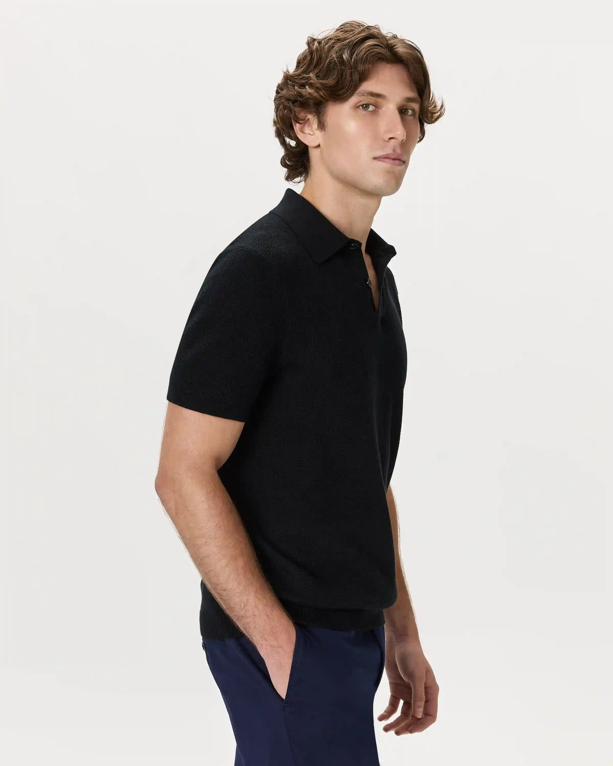 100% Organic Cotton Mesh-Stitch Sweater Polo