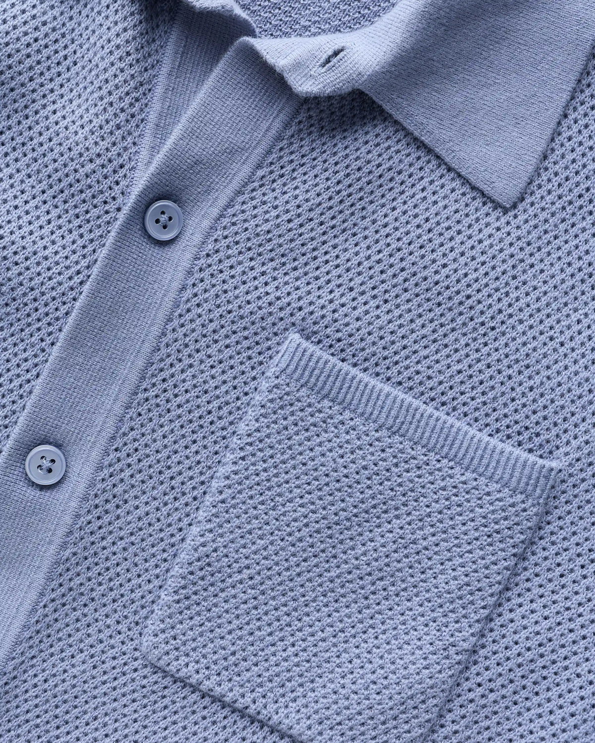 100% Organic Cotton Mesh-Stitch Button-Up Sweater Polo