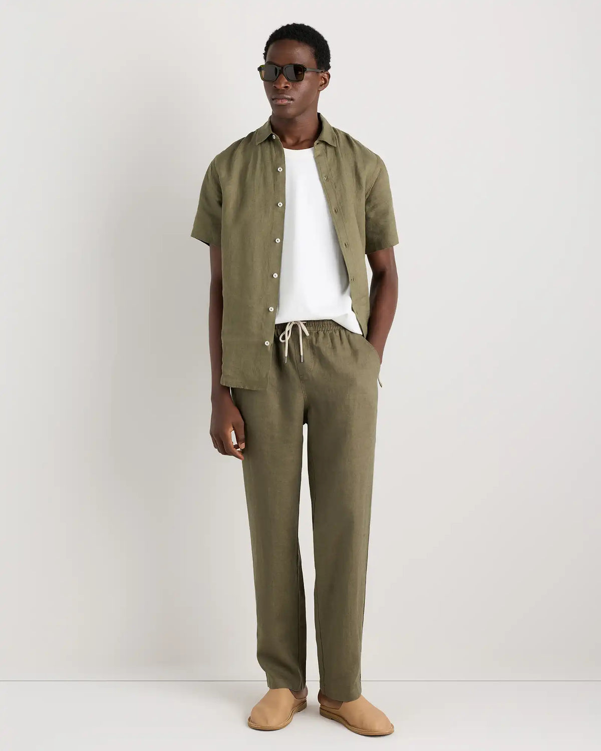 100% European Linen Drawstring Beach Pants