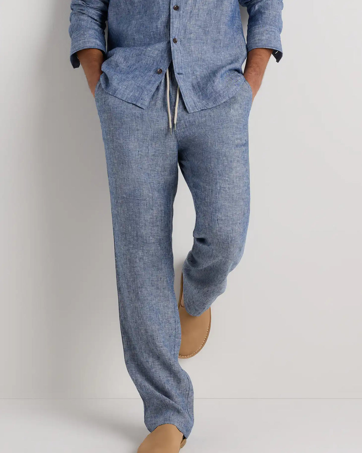 100% European Linen Drawstring Beach Pants