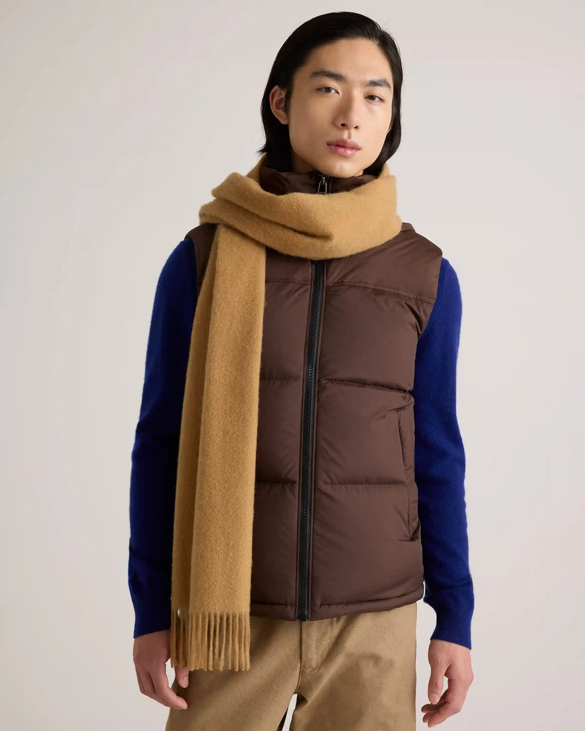 Mongolian Cashmere Woven Fringe Scarf